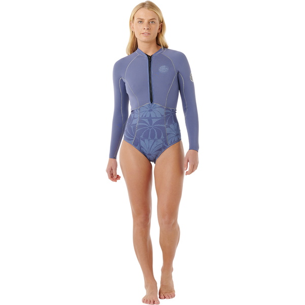 2025 Rip Curl Womens G-Bomb 1.5mm Long Sleeve Front Zip Springsuit Wetsuit 13PWSP - Grey Blue